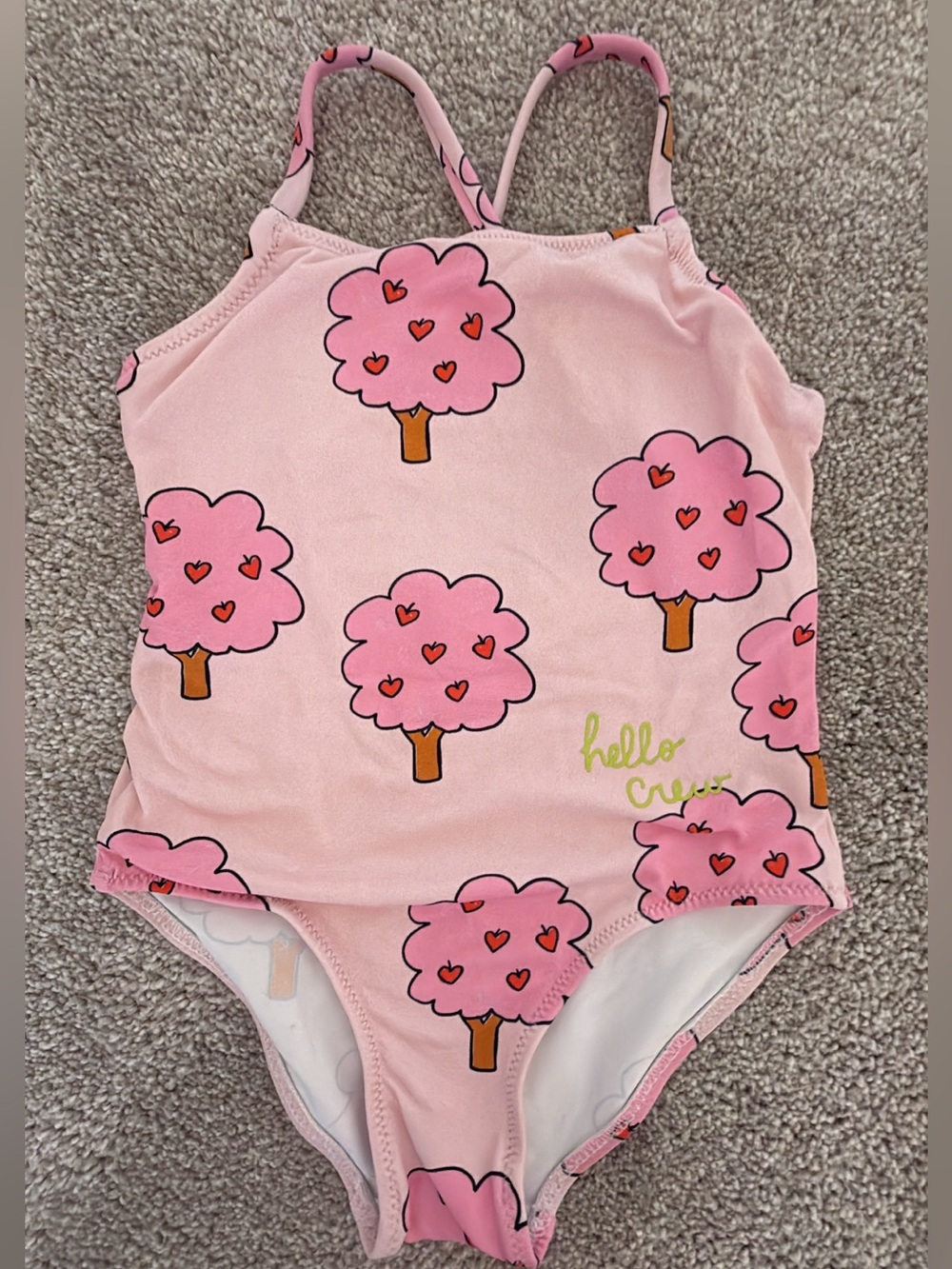 Zara Girls Pink Heart Tree Swimsuit Size 3-4Y One Piece Swimwear